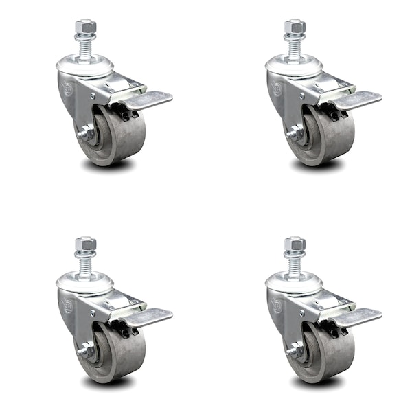 Service Caster Semi Steel Swvl TS Caster w/RB w/3" Wheel&1/2" Stem-4 Swvl w/TTL BRK, 4PK SCC-TSTTL20S315-SSR-121315-4 - main